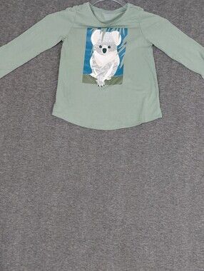 CRAZY 8 GIRLS GREEN MINT SILVER GLITTER KOALA LONG SLEEVE GRAPHIC TSHIRT SIZE 4T